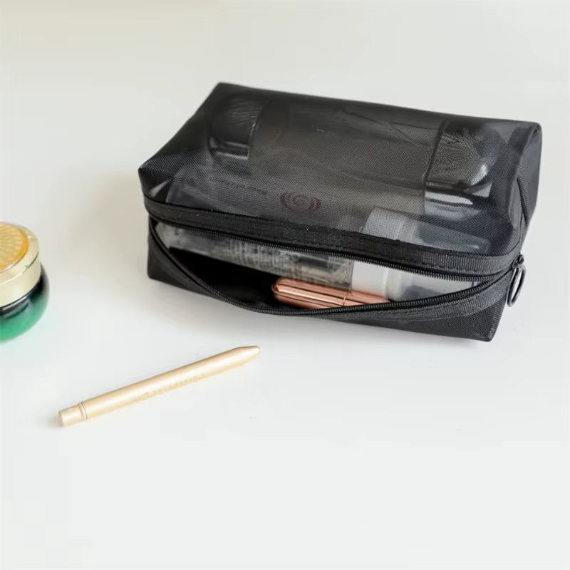 1PCS Women Men Necessary Cosmetic Bag Transparent Travel Organizer Fashion Small Large Black Toiletry Bags Makeup Pouch